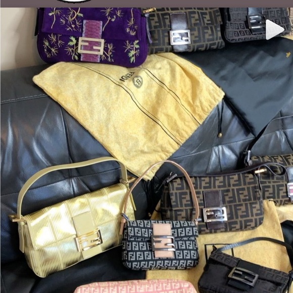 Auth RARE Fendi Metallic Gold Baguette LIMITED EDITION vintage Shoulder Bag - Picture 11 of 11